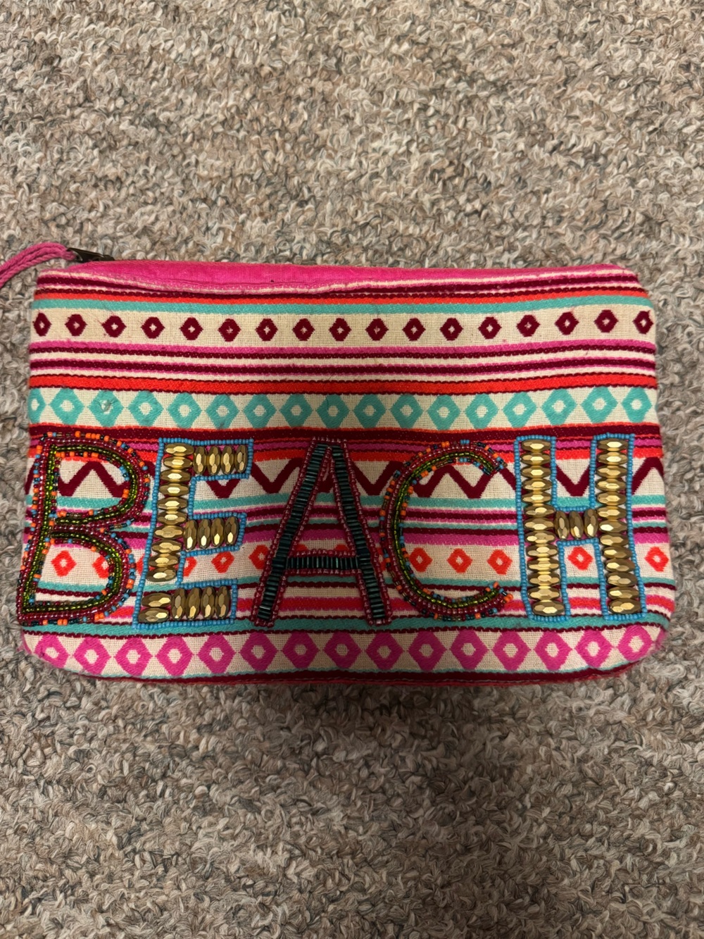 Ale by Alessandra BEACH Embellished Pink Patterned pouch